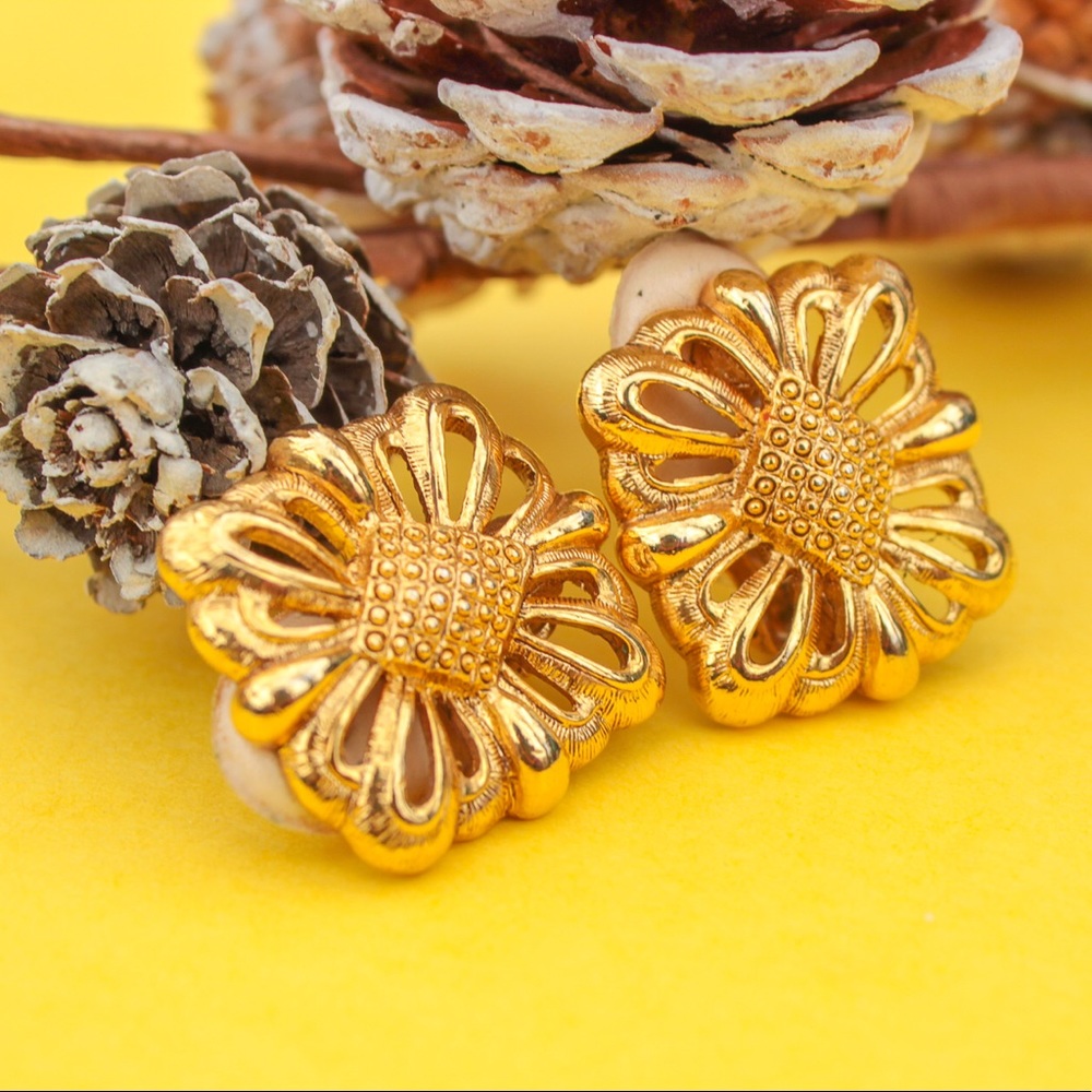 Vintage Oscar de la Renta Square Flower Earrings